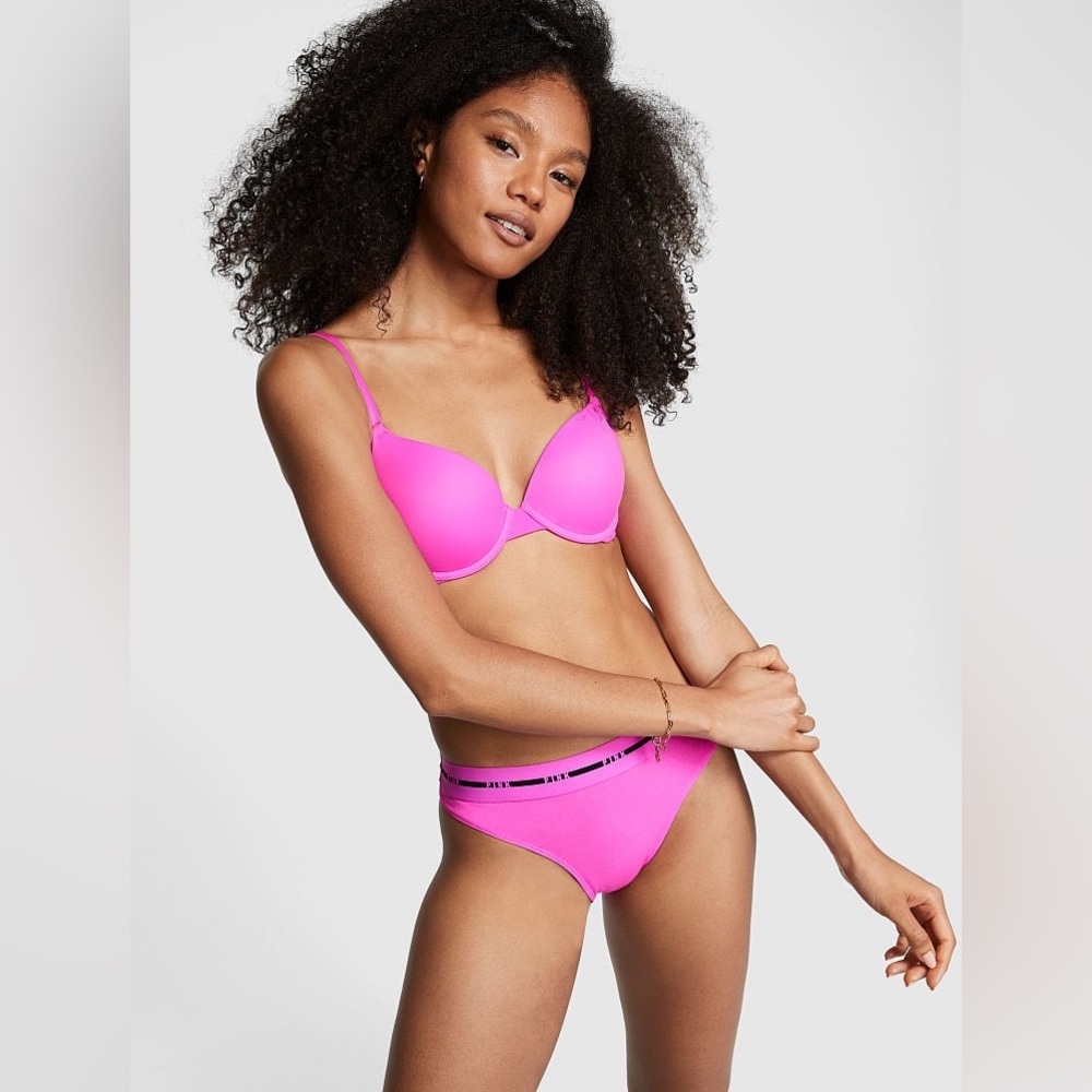 PINK/VICTORIA’S SECRET Logo High-Leg Bikini Panty in Pink Berry